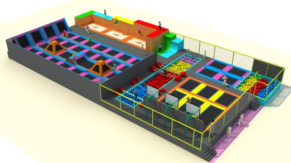 Super Big Indoor Trampoline Park For Kids Galvanized Steel Pipe
