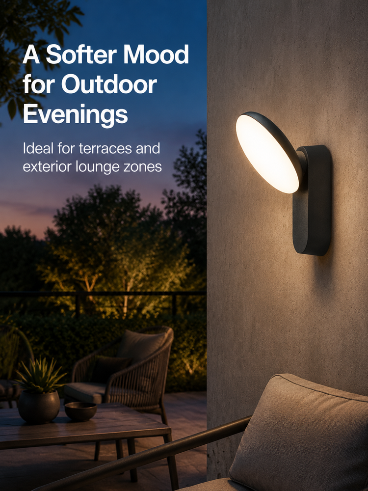 10W Adjustable Disc Outdoor Modern Outdoor Wall Lights 3000K For Porches Balcony Facades