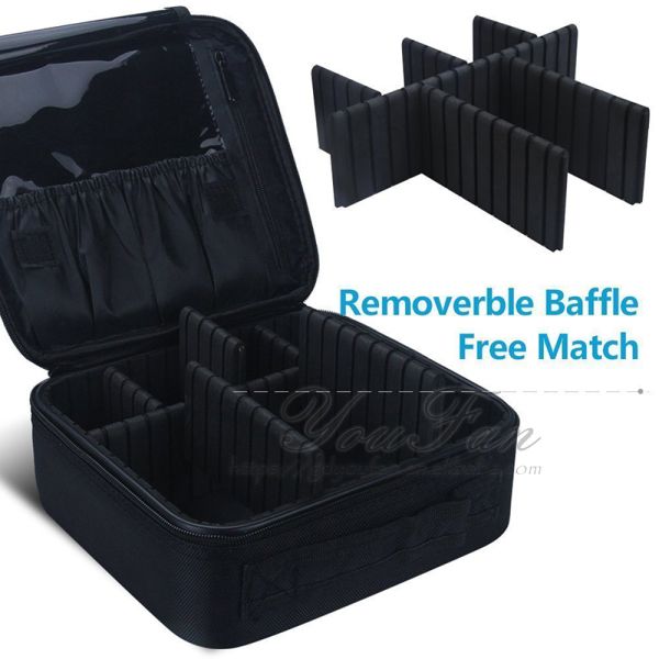Portable Professional Makeup Train Case With Free Match Removable Baffle