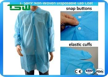 White Blue 40gsm Disposable Laboratory Coats Without Pockets