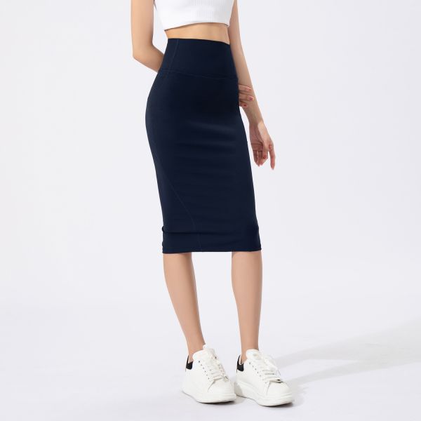High Waisted Midi Pencil Skirt Stretchy Slim Fit Elastic Waist for Women's Daily Outfits