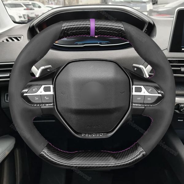 Hand Stitching Custom Steering Wheel Cover for Peugeot 208 308 SW 508 Partner Rifter 2017 2018 2019 2020 2021