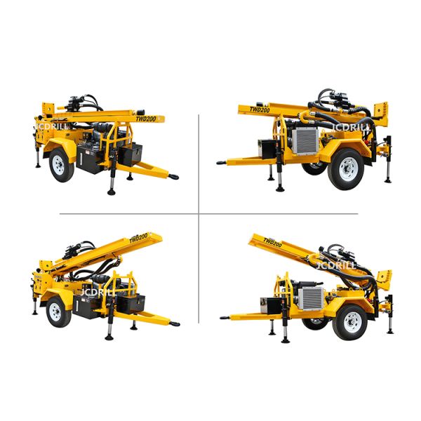 DTH Hydraulic Trailer Borehole Rig With Mud Pump