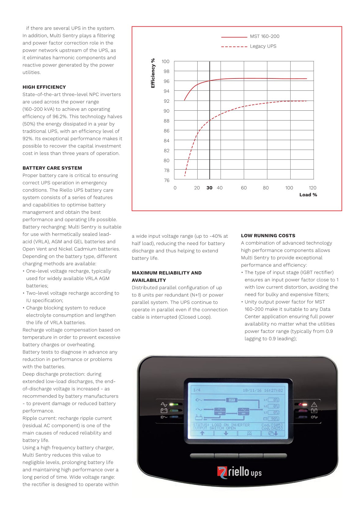 Riello Multi Sentry 160KVA Three-phase UPS with Double Conversion for Telecommunications