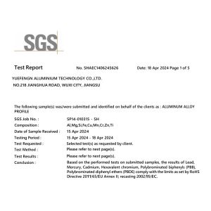 YueFeng Aluminium Technology Co., Ltd Certifications