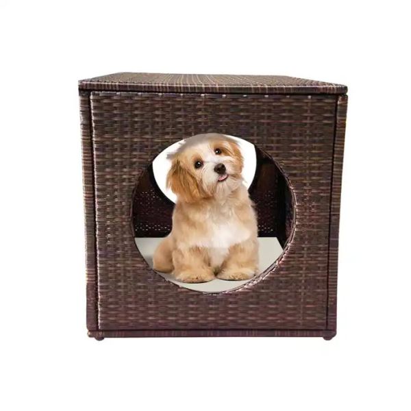Outdoor Furniture Rattan Wicker Pet House Bed KD Dog House