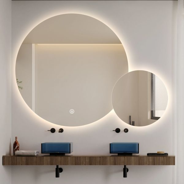 Twin Circle Illuminated LED Backlight Bathroom Mirror IP44 For Hotel Villa Project