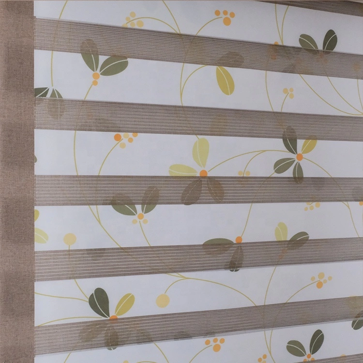 100% Polyester cordless printed zebra blind and shade motorized customized