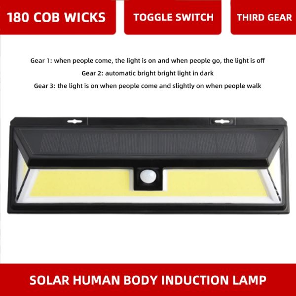 180 Led Cob Solar Lights Outdoor Wireless Motion Sensor Wall Security Light