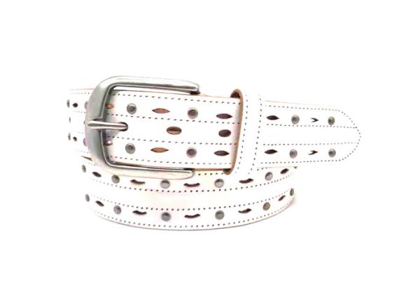 Circle Studded Mens Casual Leather Belt With Alloy Buckle