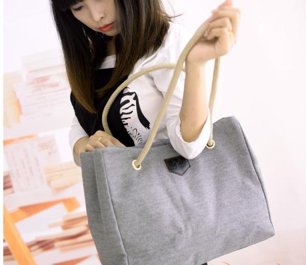 Spring new Korean version of the trend of minimalist canvas shopping bag handbag shoulder bag handbag tide