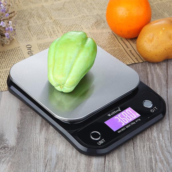 OEM en acier inoxydable 3 kg 0.1g Balance numérique de cuisine avec forme rectangulaire et affichage numérique