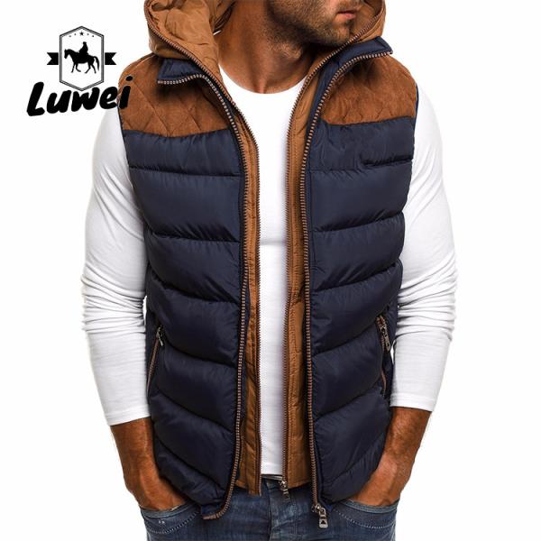 Customizado Zip Up Inverno Poliéster Utilidade Algodão Vestido Homem Quilted Capuzado Bomber com Capuz