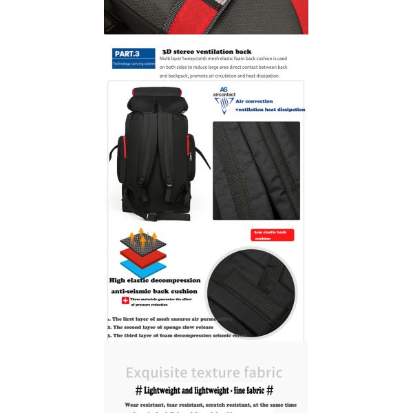 BSCI Waterproof Hiking Backpack 70L Camping Hiking Backpack For Men Women