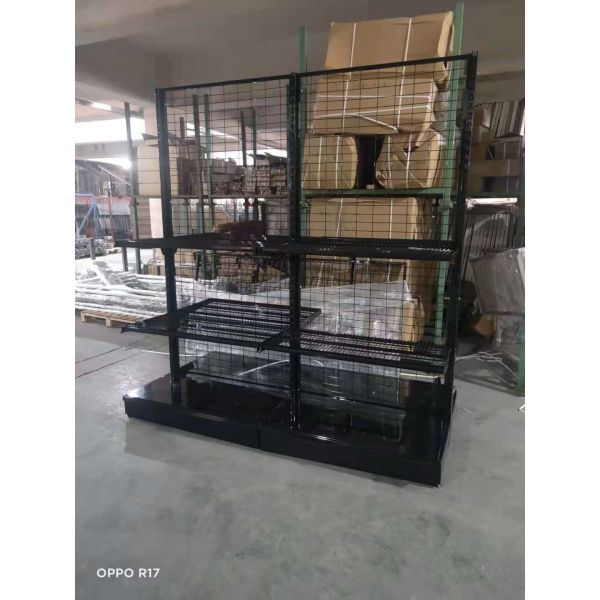 La exhibición del metal del supermercado de la góndola que deja de lado deja de lado los estantes de la tienda al por menor