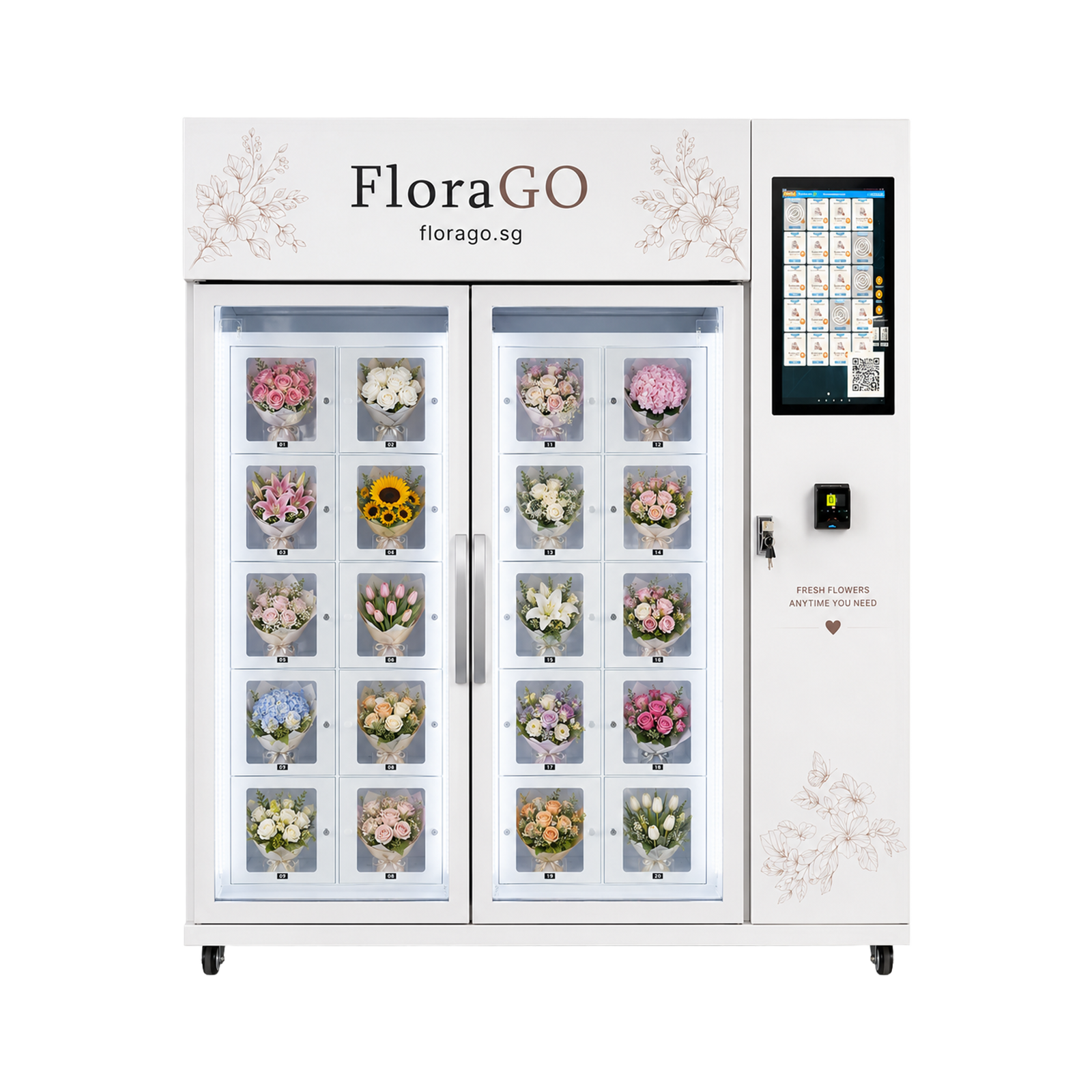Flower Vending Machine flower dispensing machine designed for high traffic areas requiring quick and fresh flower sales
