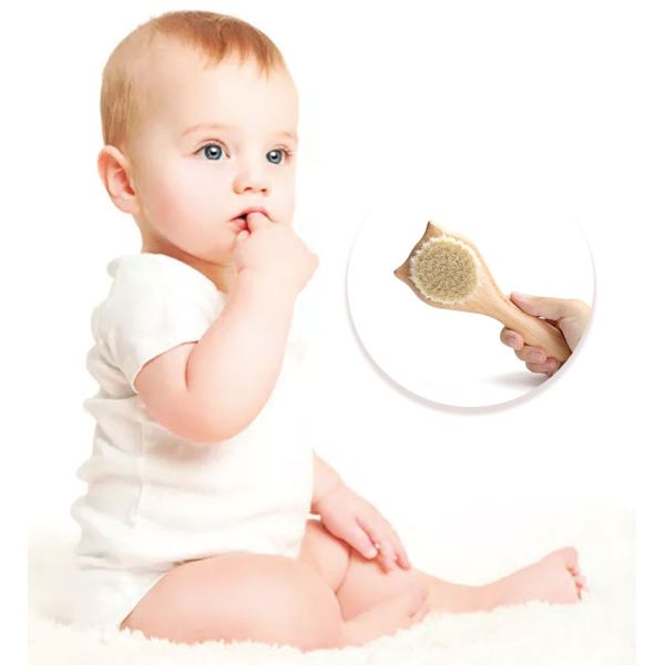 Cepillo para cabello de bebé de cabra de madera de niño pequeño Set de cepillo y peine para baño