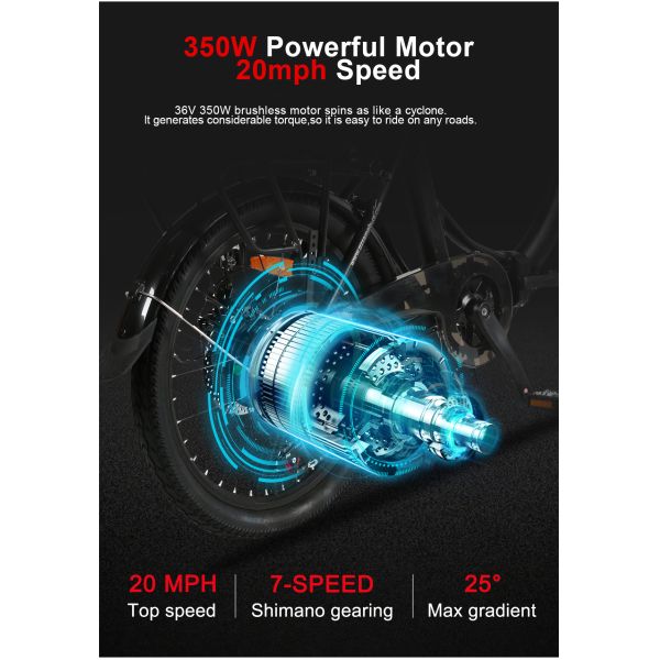 30Km/h Lightweight Ladies Electric Bike 20 Inch 350W Folding E Bike