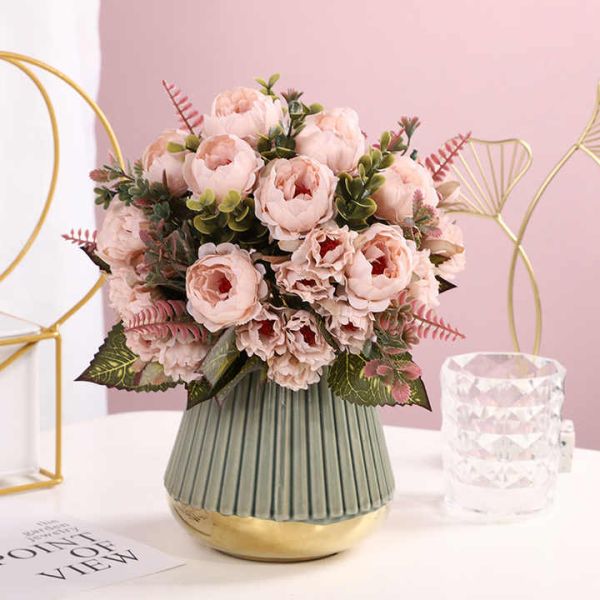 Wholesale High Quality Natural-like Peony Clove Artificial Flower bunch Wedding Simulated Rose Flowers Plants for Decoration