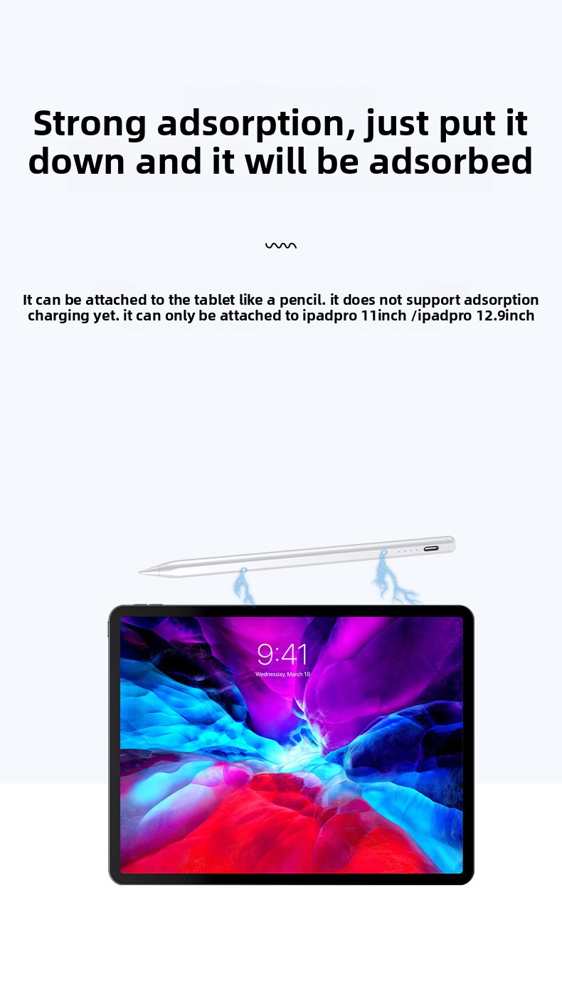 Metal Capacitive Pen for Touch Screen Painting and Handwriting Compatible with Active iPad and for Pencil Adsorbable