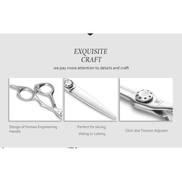 Silver Special Hairdressing Scissors Japanese 440C Steel Engraving Handle