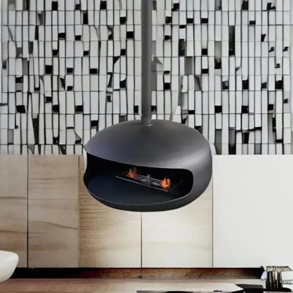Large 1200mm diameter round carbon steel suspended real fire stove heating fireplace rotated wood burner