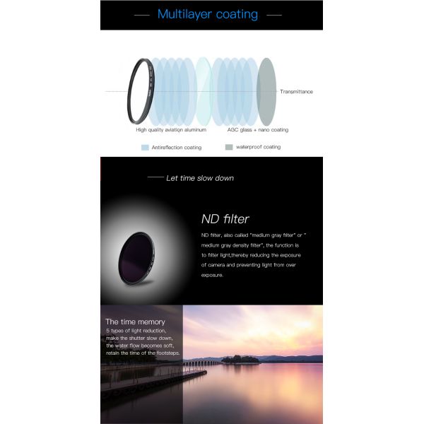 ND64 ND Camera Lens Filter Extend Exposure Time / Slower The Shutter Speed