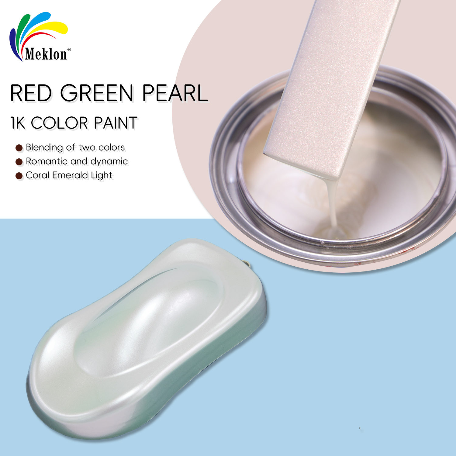 X07 Red Green Chameleon Pearl 1K Single Component Colorant, Multi-Angle Color Shift, UV & Weather Resistant Auto Refinish Paint, Matched with Supporting Thinner, Hardener and Clear Coat

