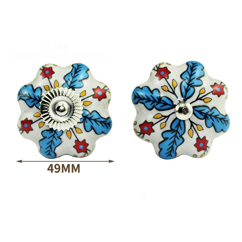 Vintage Bohemian Ceramic Petal Shape Colorful Handle Knob Kitchen Bedroom Drawer Cabinet Door Handle