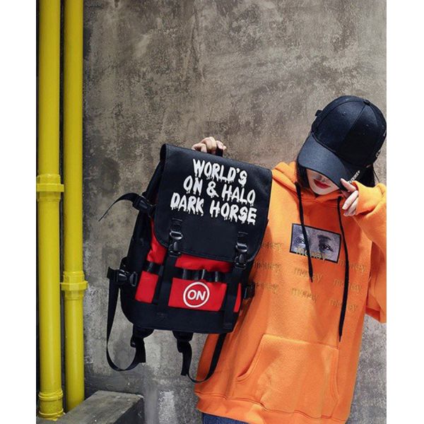 Student campus Japanese graffiti double shoulder bag 2018 color printing backpack men's Korean version