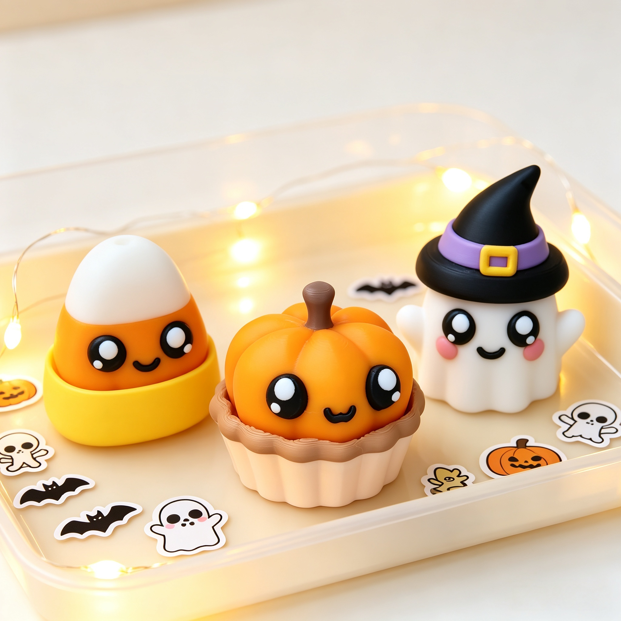 Cute Cartoon Ghost Pumpkin Candy Corn 3D Printed Holiday Decoration with Fidget Pop Function