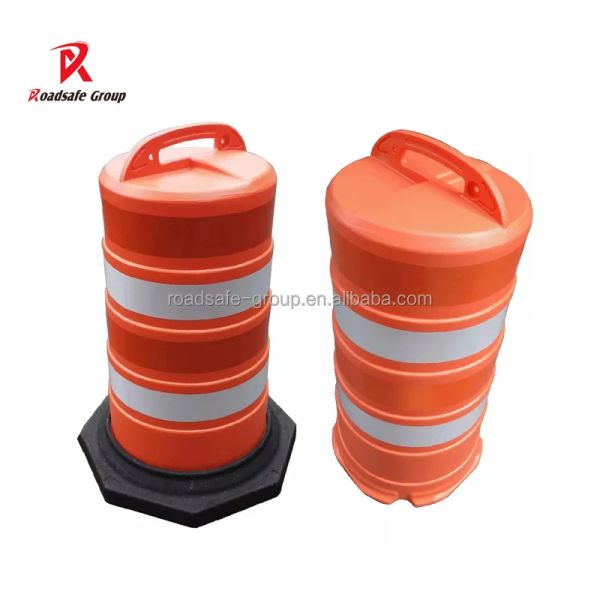High Density PE Traffic Safety Barrel Unbreakable Red Road Crash Drum with Reflective Tape for Traffic Control