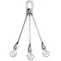 Triple Leg Wire Rope Bridle Sling 1 Inch 8 Foot 11 Ton Crosby Alloy Eye Hoist Hooks