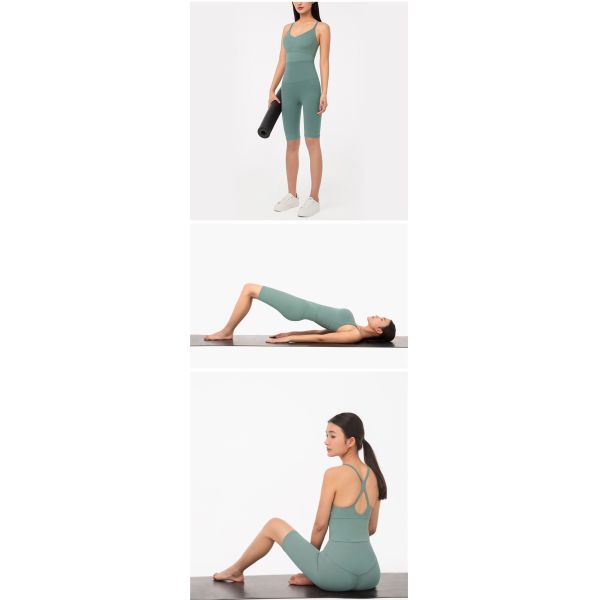 Thin Strap Sexy Backless Sports Bra 2 Piece Yoga Set Super High Waist Workout Shorts