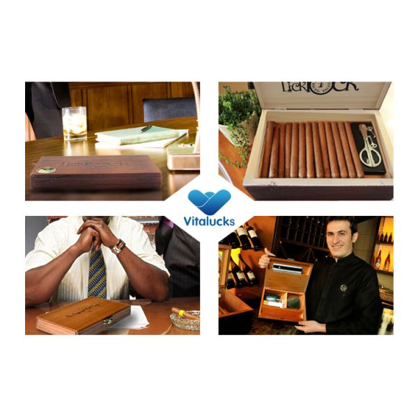 FSC Certified Handmade Wood Cigarette Box with Customized Logo Printing and Packaging