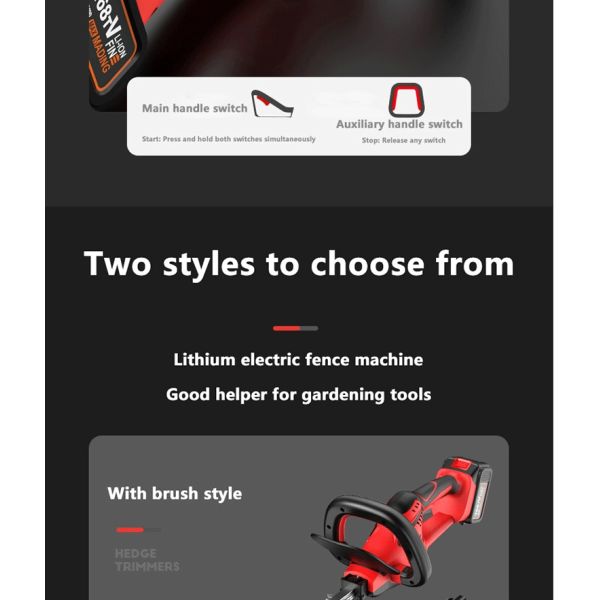 Перезаряжаемая беспроводная стрижка травы и кустарниковая стрижка ручная 21В Электрическая стрижка травы