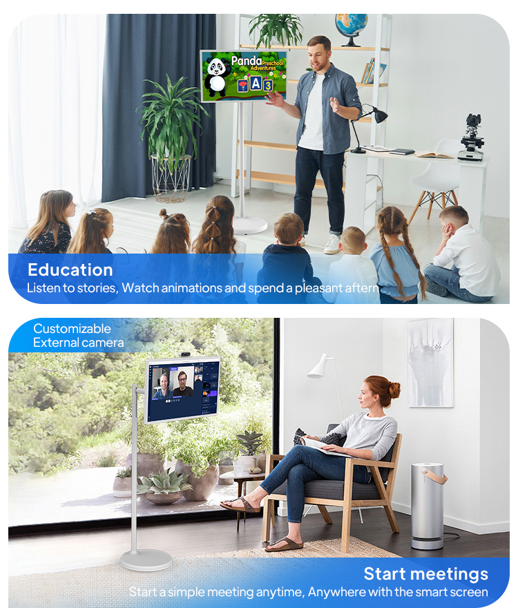 MJK 21.5 Inch Mobile Tablet PC Battery Rotatable Touch Screen Monitor Android 15 Smart Display Digital Signage and Displays