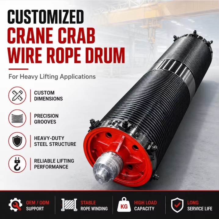Customized Crane Crab Wire Rope Drum for Heavy Lifting Applications