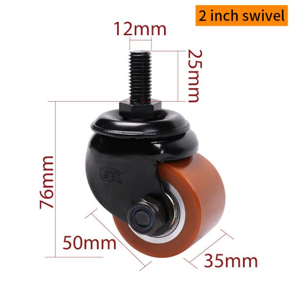 EDL TPU Equipment Casters  2 Inch Threaded Casters  250Kg Load With Brake M412S-86A