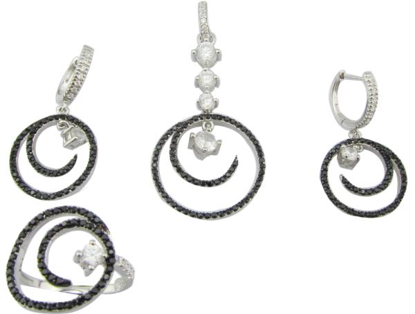 Rhodium Plated Silver 925 Jewelry Set with 7 US Size Ring Now