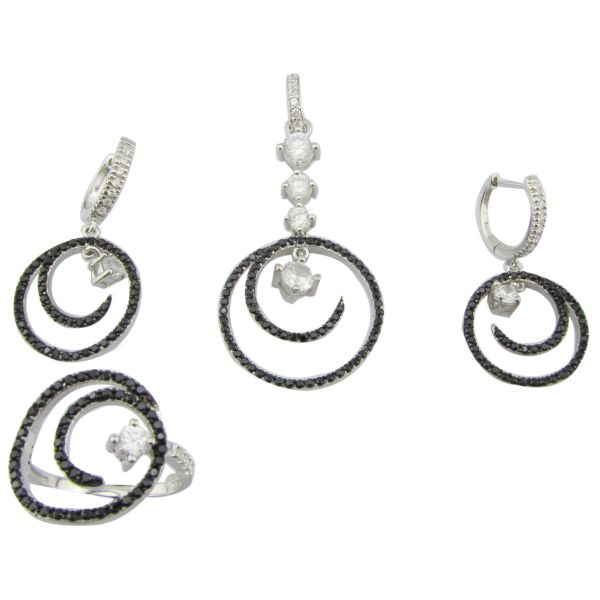 Rhodium Plated Silver 925 Jewelry Set with 7 US Size Ring Now