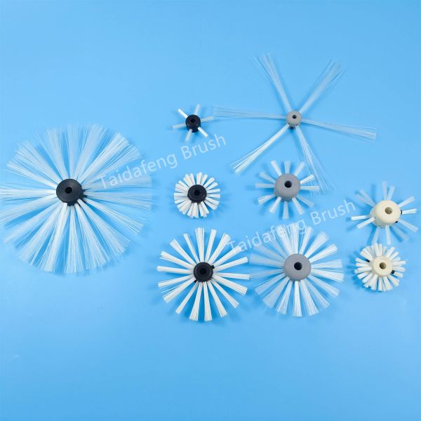 50mm White Nylon Pipe Coating Brush Wheel With POM Core For Pipe Cleaning And Spraying