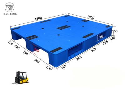3 páletes plásticas do HDPE liso liso dos patins com a barra de aço para submeter FP1200 * 1000