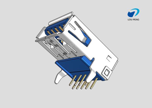 USB 3.0MM A TYPE 9PIN FEMALE 90 ° RIGHT ANGLE Gold-Plated BLUE