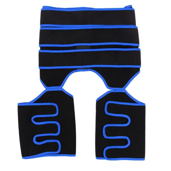 Blue Velcro Three Belt Neoprene Waist And Thigh Trimmer Customized