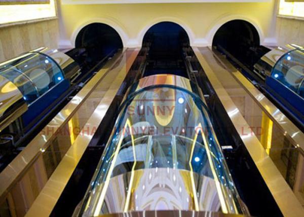 Semicircle Panorama High Speed Elevator Hairline Stainless Steel For Passenger Lift