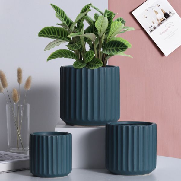 Corrugated 10cm Seedling 4 Inch Decorative Ceramic Plant Pots