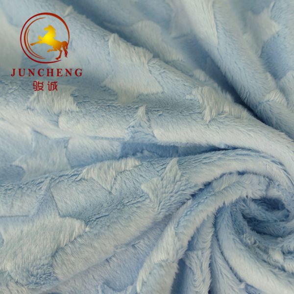 2018 hot sale 3mm brushed embossed star design minky fabric manufacturer