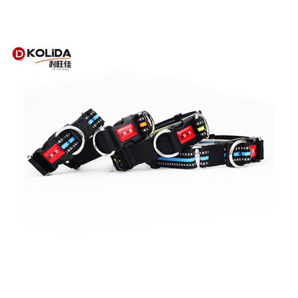 Waterproof Nylon Dog Collars Double D  High - Impact Plastic Buckle For Night Safety