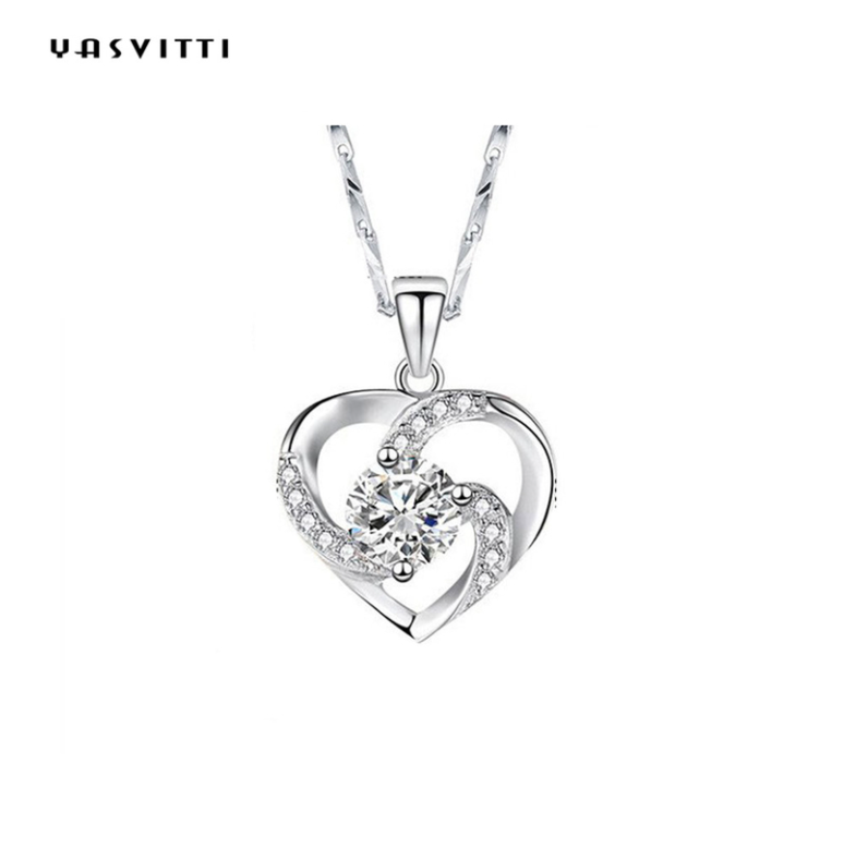 Fashionable Austrian Crystal 925 Sterling Silver Necklace Pendant 18inch Necklace YN1247